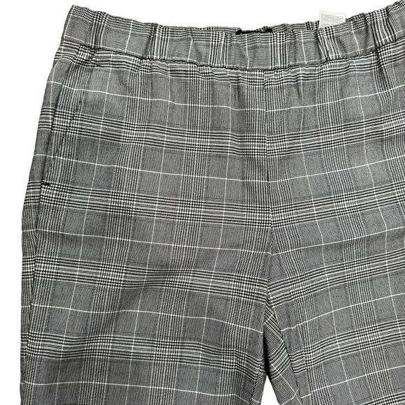 Banana Republic Plaid Black White Ankle Elastic Waist Pants Size Medium - Picture 4 of 7